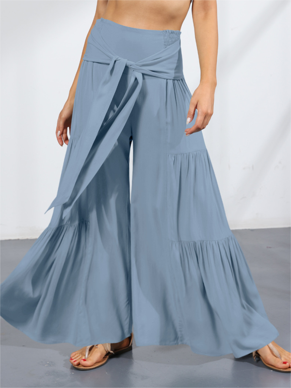 woven strap elastic waist this kind of wide-leg A-type casual trousers