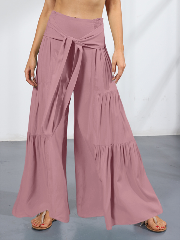 woven strap elastic waist this kind of wide-leg A-type casual trousers