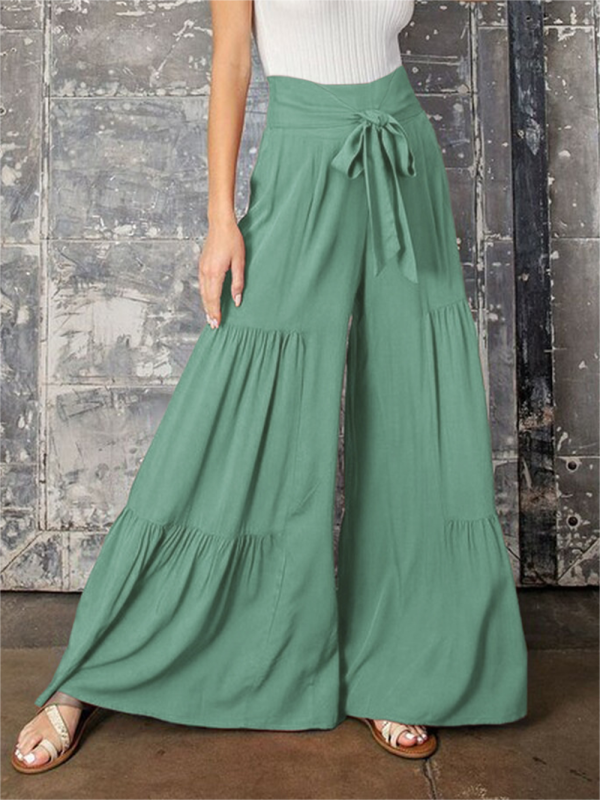 woven strap elastic waist this kind of wide-leg A-type casual trousers
