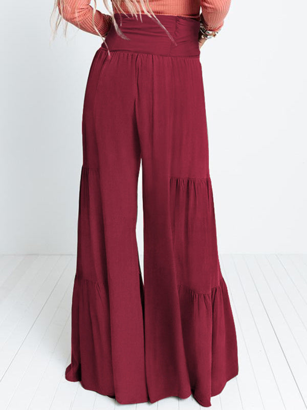 woven strap elastic waist this kind of wide-leg A-type casual trousers