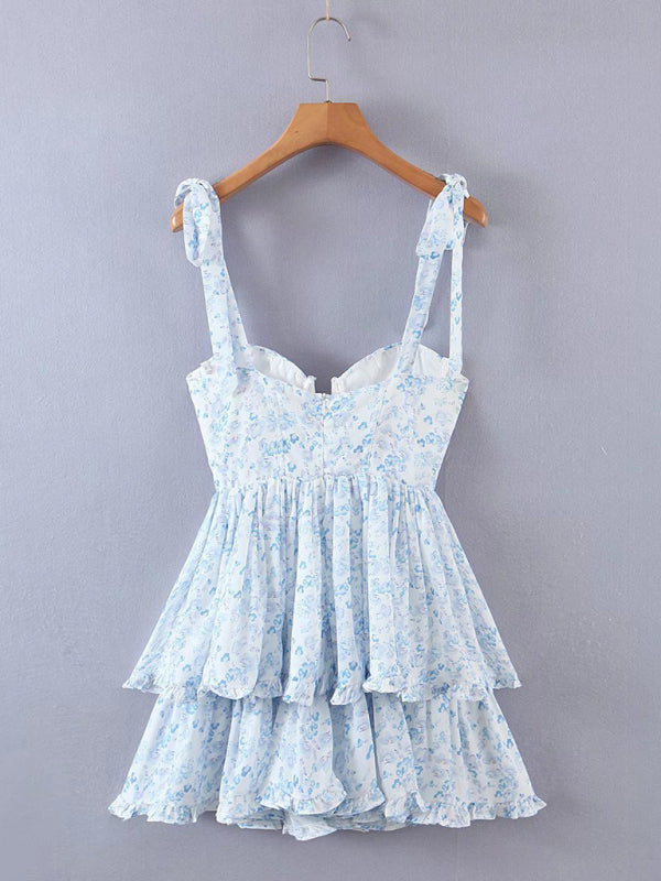 Sexy Casual Kendra Short Ruffle Dress three-color three-layer colorful silk chiffon pleated dress