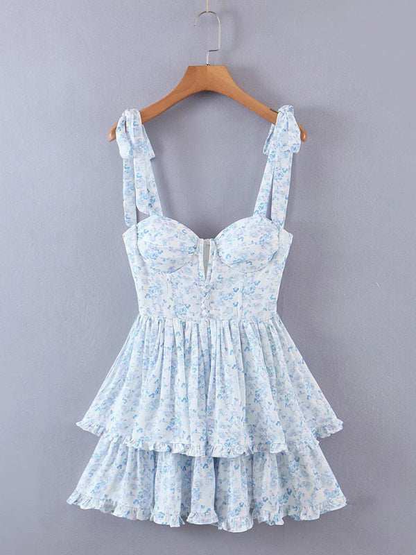 Sexy Casual Kendra Short Ruffle Dress three-color three-layer colorful silk chiffon pleated dress