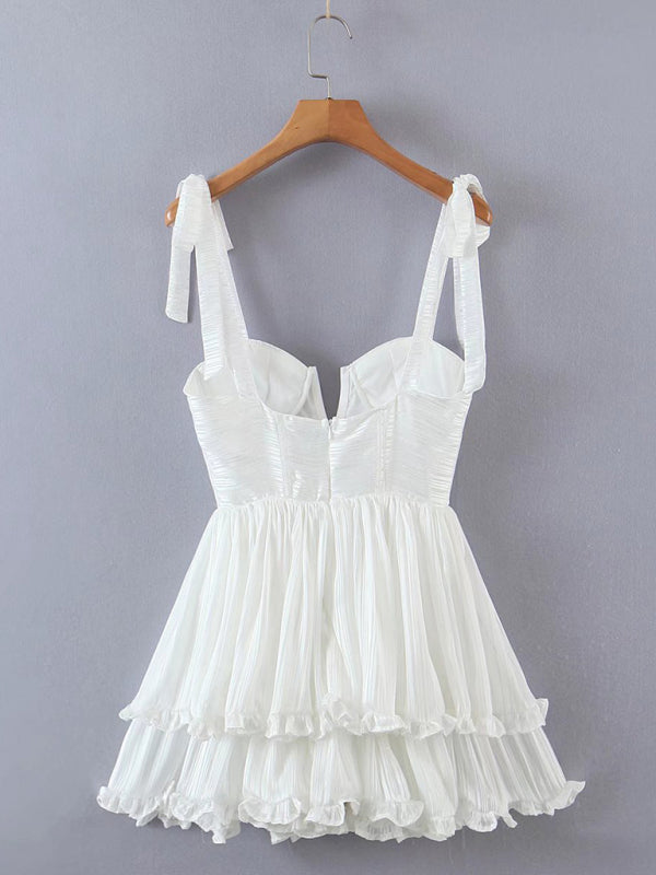 Sexy Casual Kendra Short Ruffle Dress three-color three-layer colorful silk chiffon pleated dress