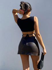 backless Top fashion sexy  irregular back straps sleeveless vest crop top