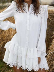 Sexy Hollow Lace Fashion Shirt Dress