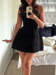 New Solid Color Sleeveless Sexy Tube Top Slim High Waist Short Dress