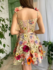 New three-dimensional flower embroidery hip-hugging sexy dress