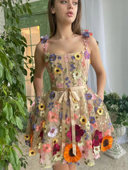 New three-dimensional flower embroidery hip-hugging sexy dress