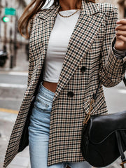 New coat button plaid printed small suit mid-length coat