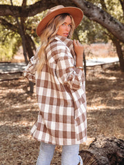 Autumn and Winter New Plaid Printed Long Woolen Jacket