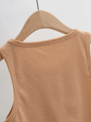 new mini inverted triangle round neck elastic slim fit sleeveless short vest top
