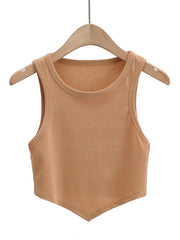 new mini inverted triangle round neck elastic slim fit sleeveless short vest top