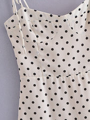 sweet polka dot print slimming waist strappy corset dress