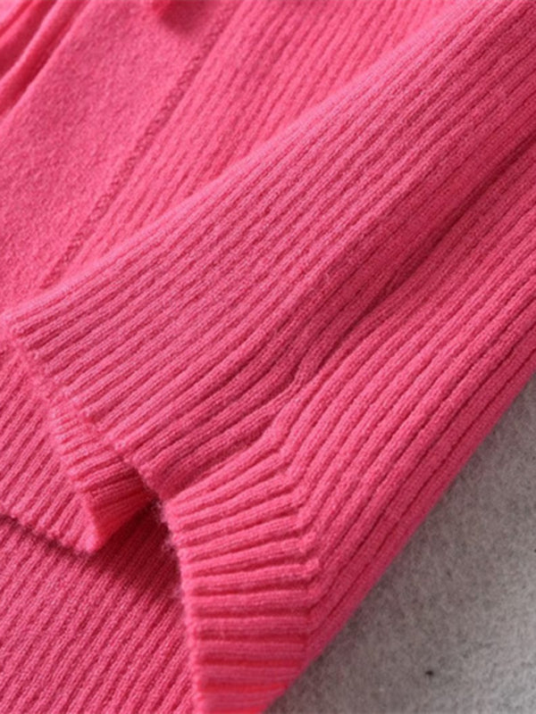 new style French rose large lapel scarf knitted Crop cardigan