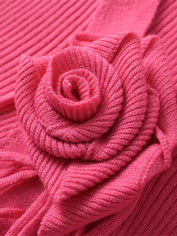 new style French rose large lapel scarf knitted Crop cardigan