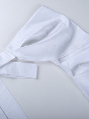 New style one-shoulder bow tube top two-piece fishbone slim dress