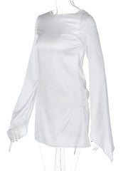 new sexy hottie style backless long-sleeved butt-covering dress