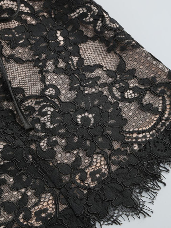 Sexy Lace See-through Splicing Waist Tube Short Sexy Corset Dress