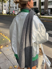 Coat Jacket New futuristic reflective baseball uniform silver fashionable long-sleeved jacket