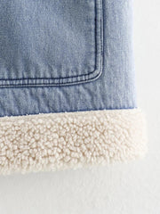 New style lapel thickened warm sleeveless lambswool denim vest