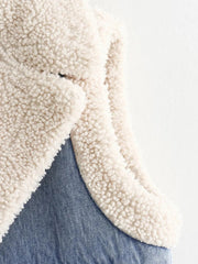 New style lapel thickened warm sleeveless lambswool denim vest
