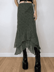 Irregular Floral Pattern Midi Skirt