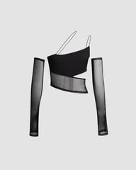 Victress Asymmetric Cami Mesh Top with Gloves