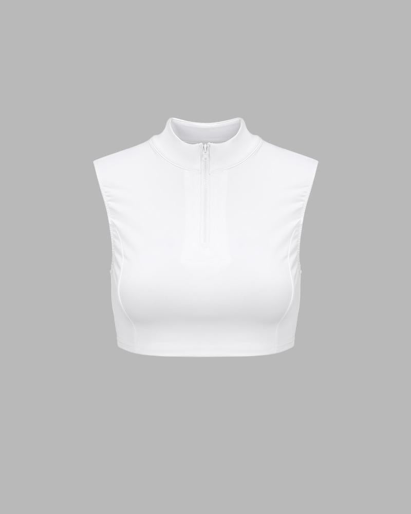 Cloudy Cropped Tank Zip Top