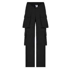 V waist pocket straight solid cargo pant