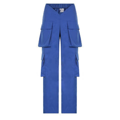 V waist pocket straight solid cargo pant