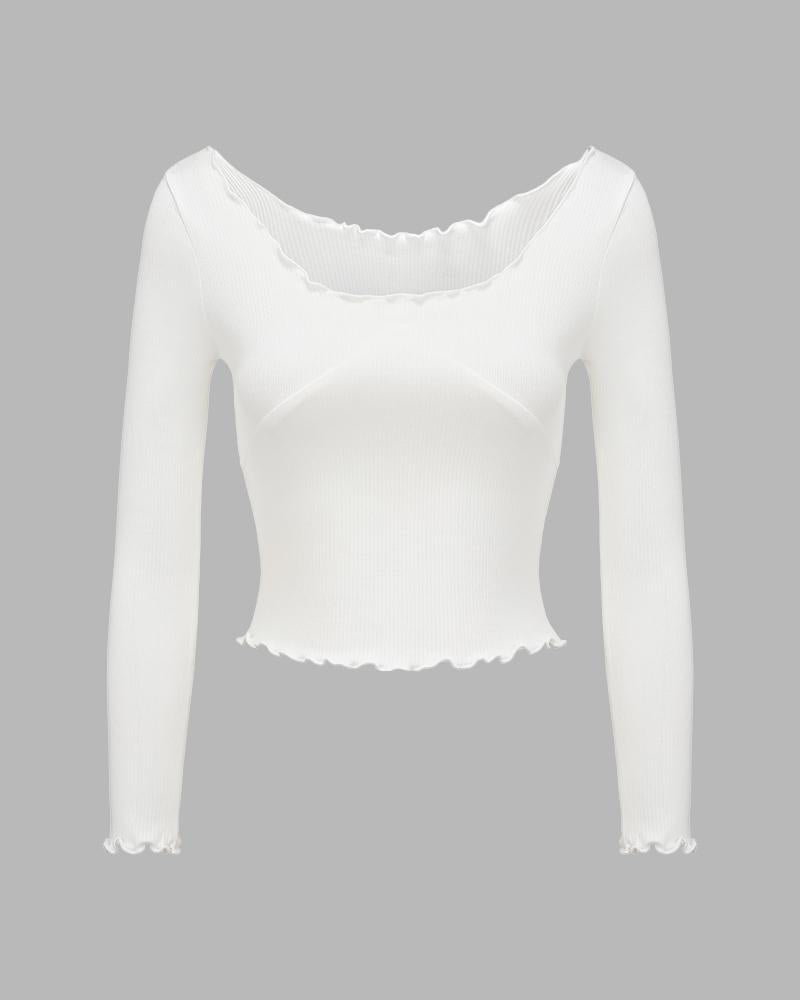 Claymire Lettuce Hem Ribbed Top