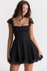 Black A-Line Lace Mini Dress