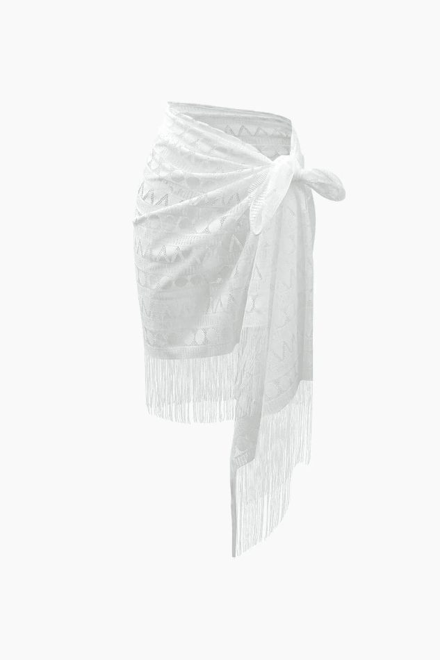 Lace Fringe Hem Sarong Cover Up