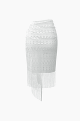 Lace Fringe Hem Sarong Cover Up