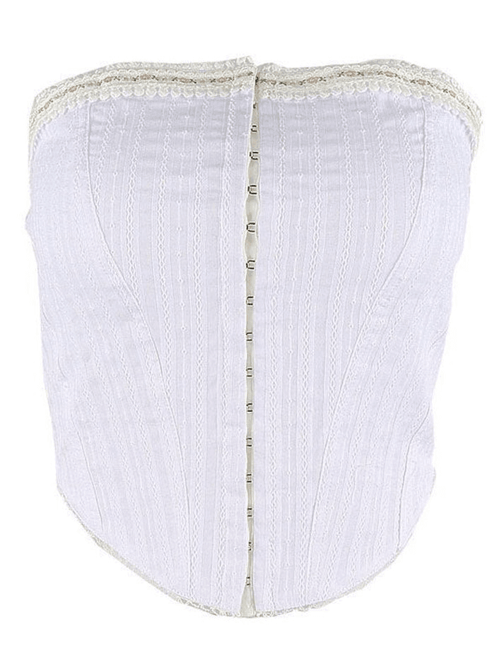 Lace Trim Strapless Corset Top
