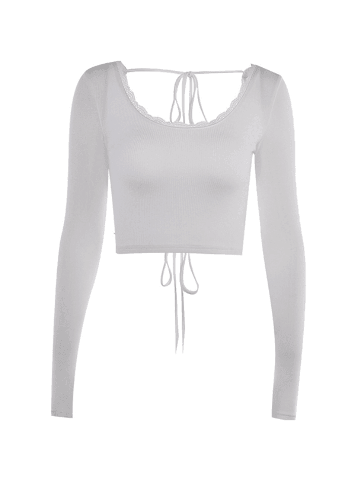 Lace Up Backless Crop Knit Top