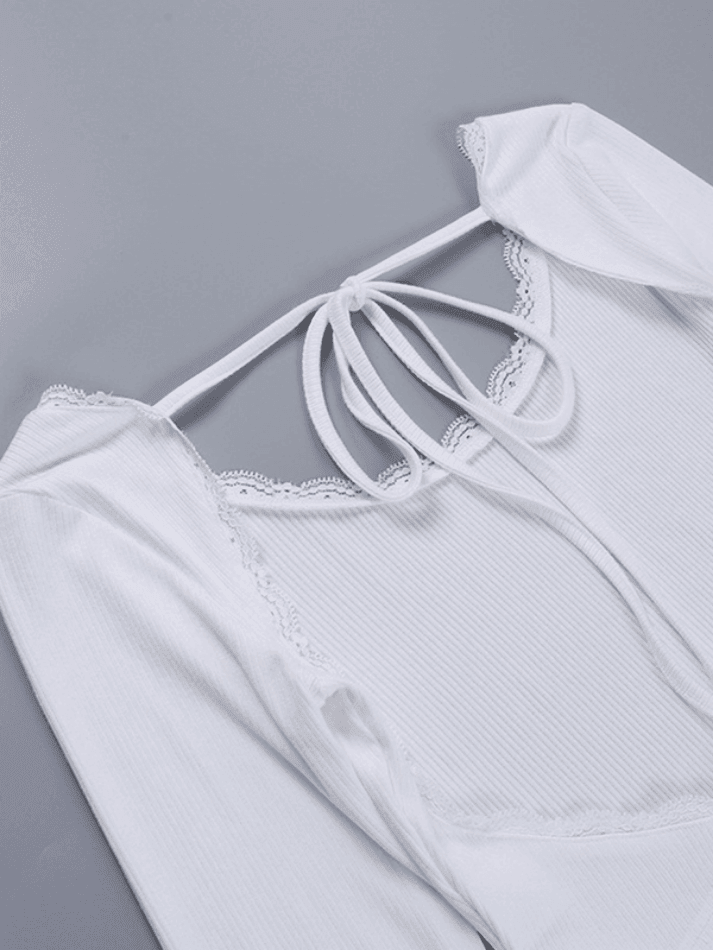 Lace Up Backless Crop Knit Top