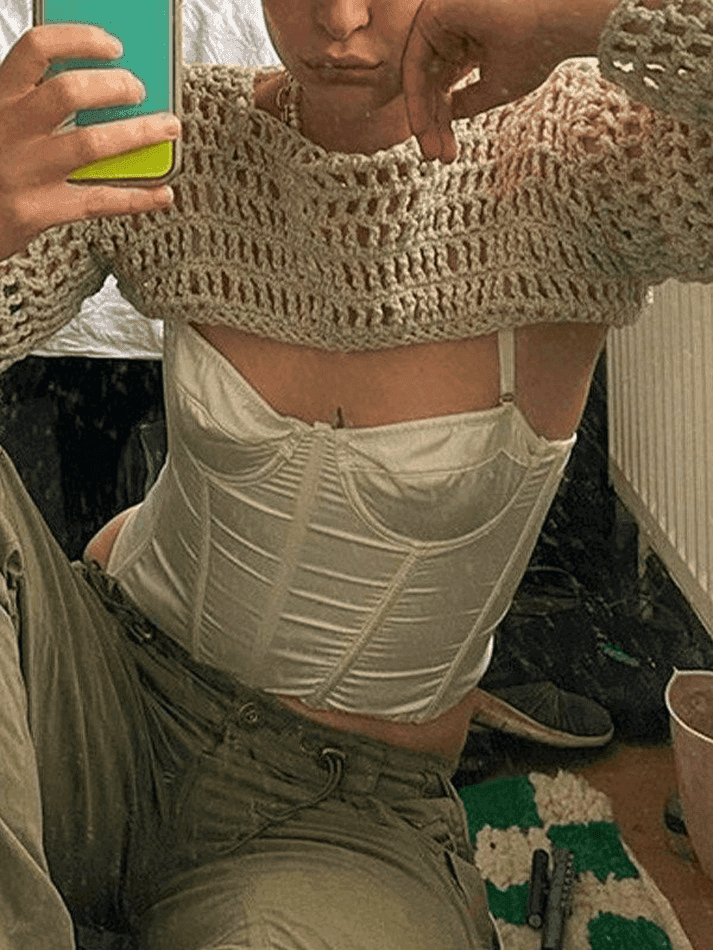 Long Sleeve Crochet Bolero Knit Top