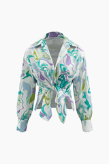 Marble Print Shirt And Full-length Pants Set