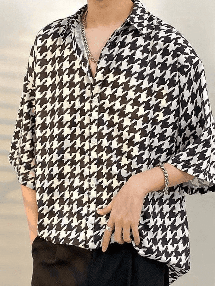 Men's Houndstooth Button Down Shirt