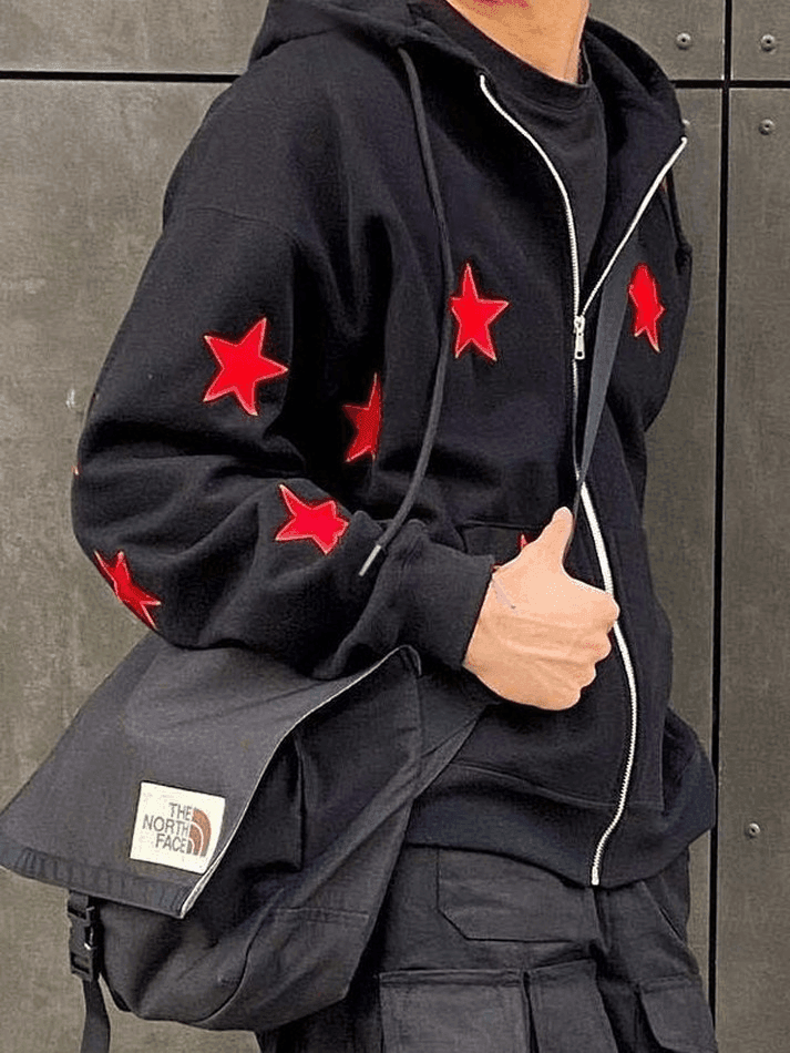 Men's Patch Star Zip Up Hoodie – Godu Shop