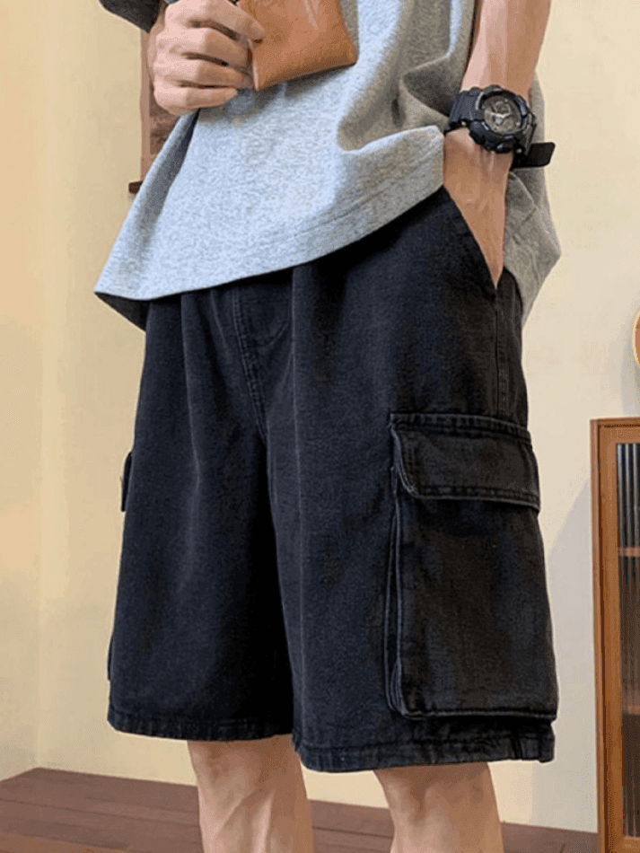 Differio Shorts Men's Washed Loose Cargo Denim Shorts – Godu Shop