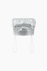 Metallic Drawstring Tube Top And Gathered Pants
