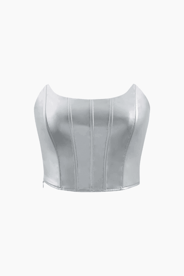 Metallic Strapless Corset Top And A-line Mini Skirt Set