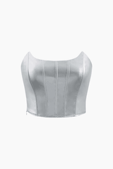 Metallic Strapless Corset Top And A-line Mini Skirt Set