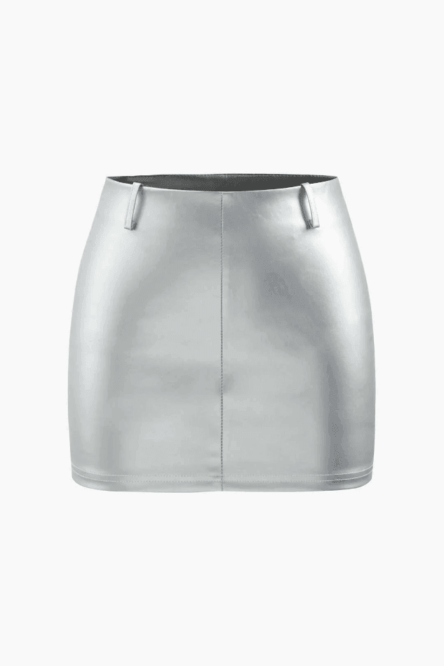 Metallic Strapless Corset Top And A-line Mini Skirt Set