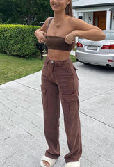 Mid Rise Cargo Jeans