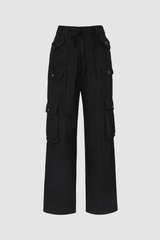 Multi Pocket Tie Waist Cargo Pants