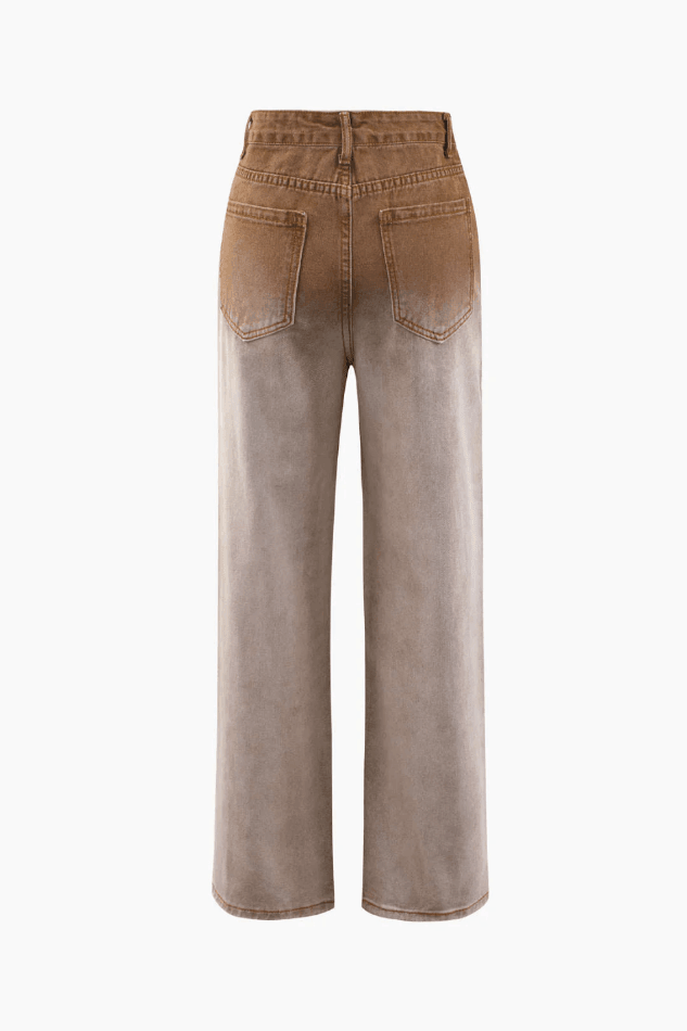 Ombre Ripped Straight Leg Jeans