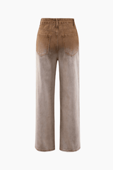 Ombre Ripped Straight Leg Jeans